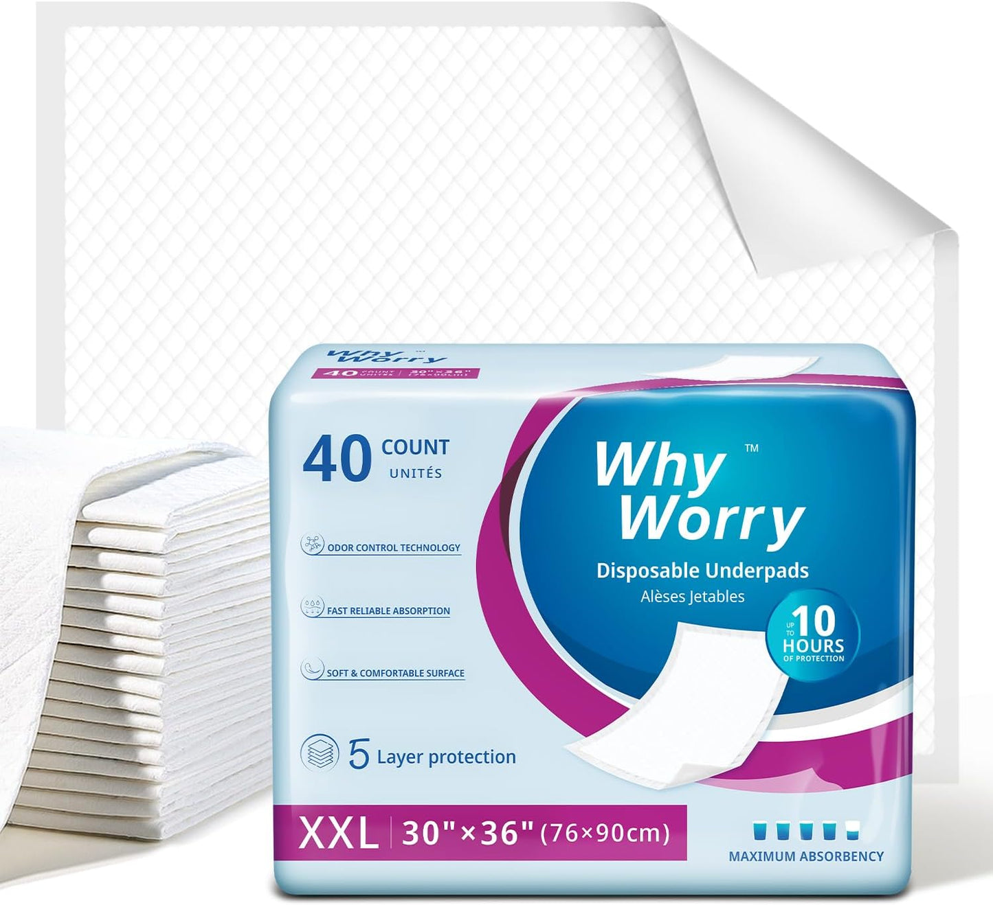 WhyWorry Extra Large Disposable Bed Pads for Ultimate Protection