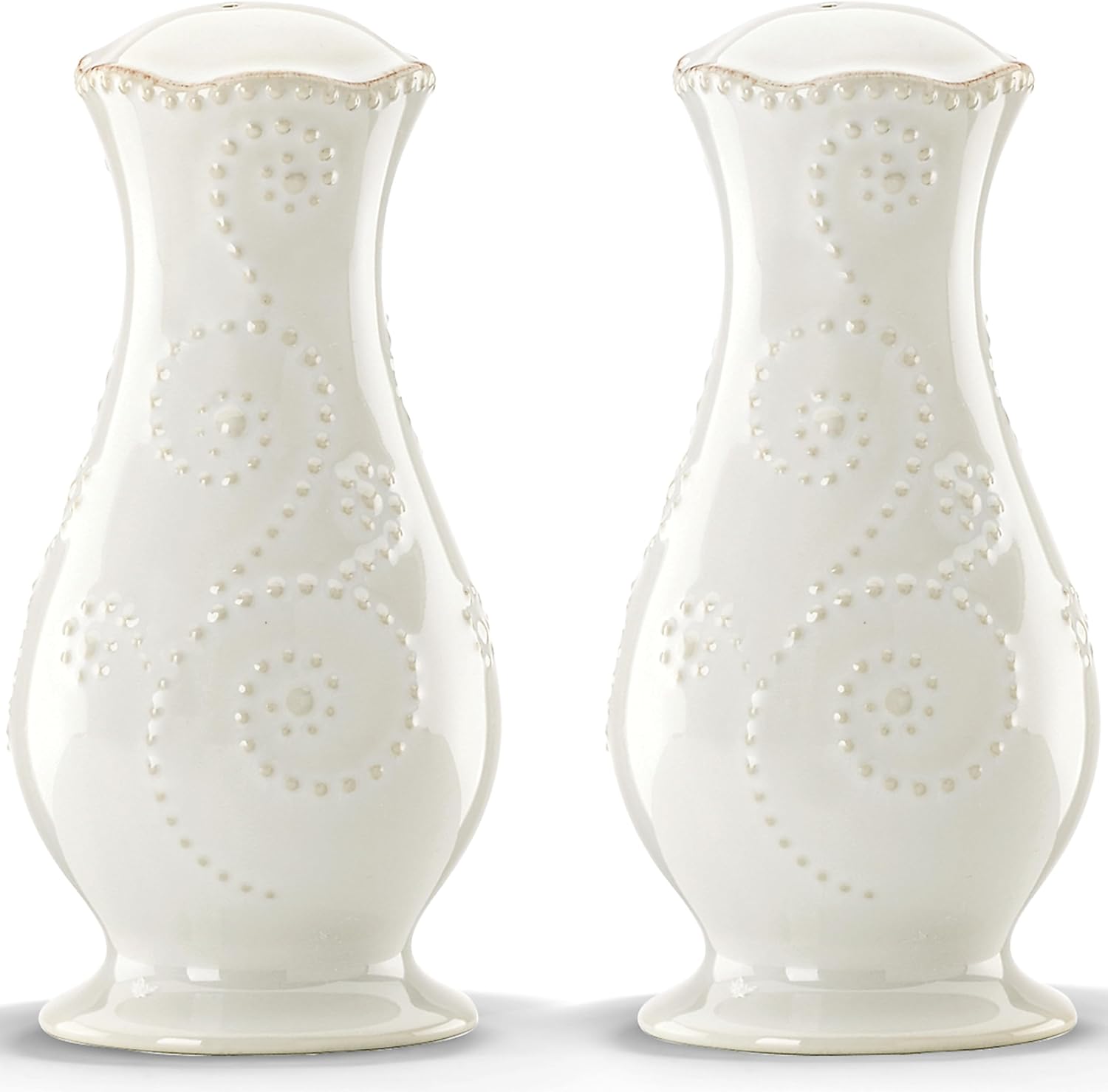 Lenox French Perle White Tall Salt and Pepper Set for Dining