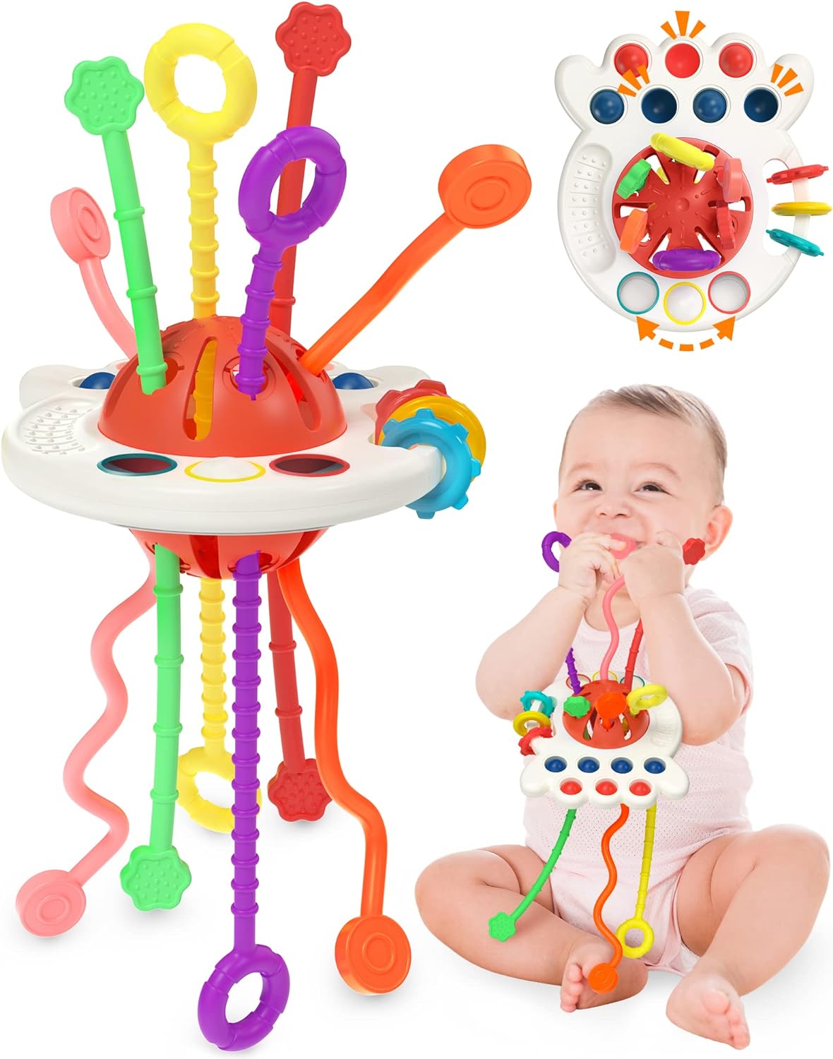 Pull String Teething Toy for Baby Sensory Development
