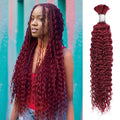 12A 99J Burgundy Red Human Braiding Hair 20in Deep Wave - Boho Braids