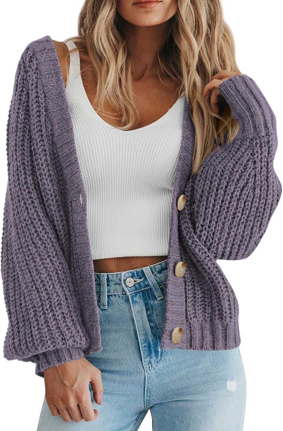 Chunky Knit Open Front Cardigan for Women - Cozy Style
