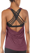 icyzone Women's Open Back Workout Yoga Tank Top - Built-in Bra