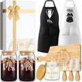 12 Pcs Wedding Gifts for Couples Mr Mrs Glass Cups Aprons Set