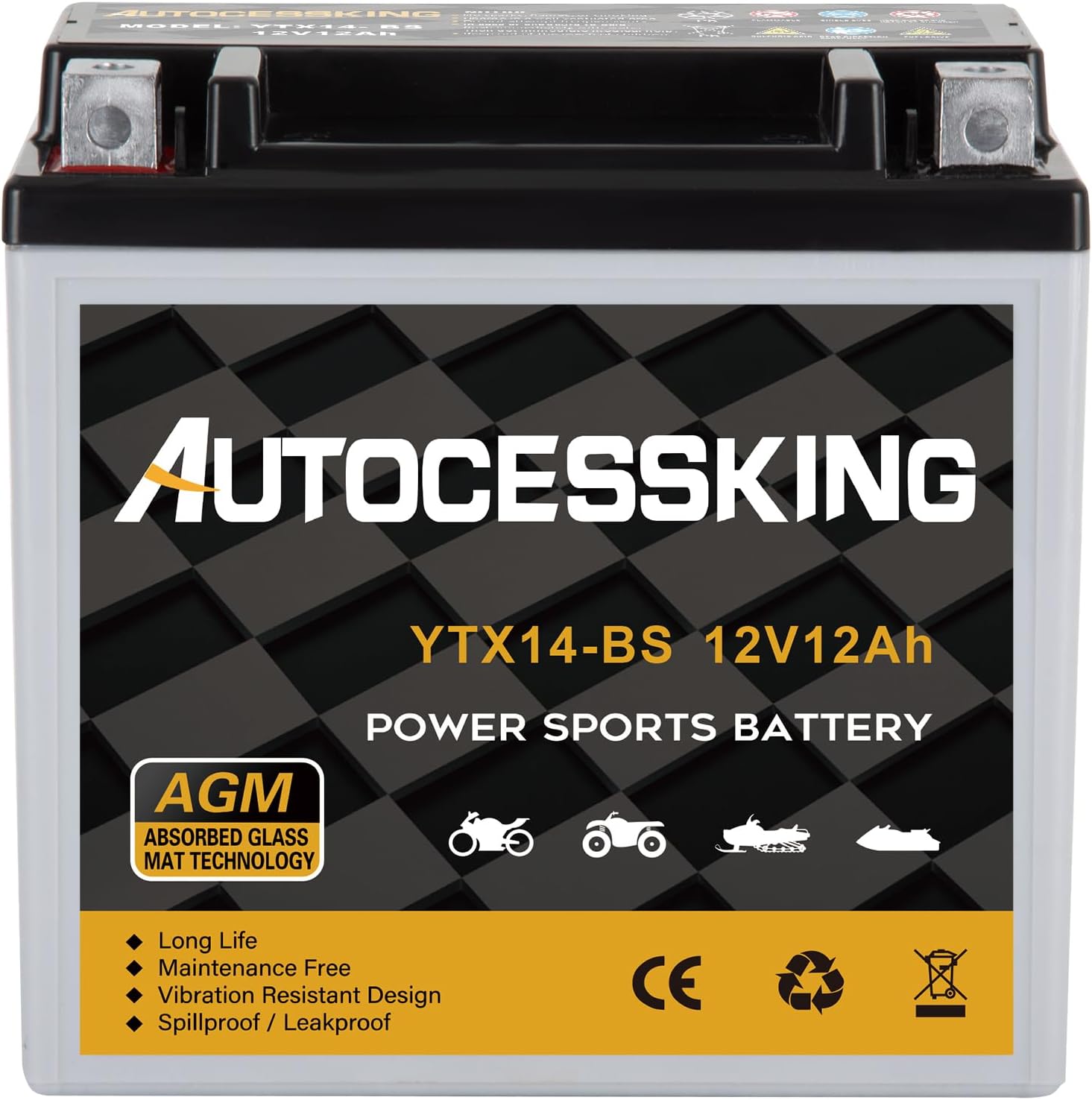 YTX14-BS Motorcycle Battery - Reliable 12V 12Ah SLA Power
