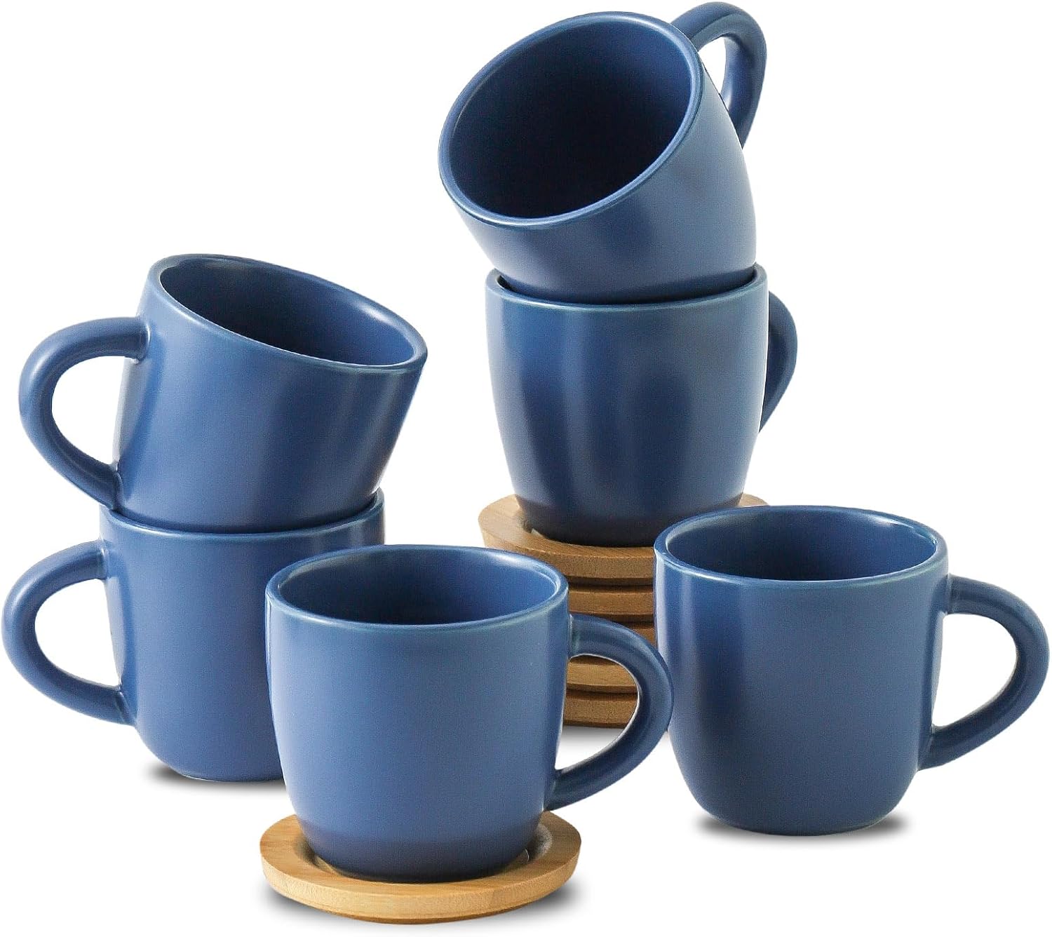 Hasense Porcelain Cappuccino Cups Set of 6 for Coffee Lovers