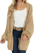 Open Front Chunky Knit Sweater Cardigan - Cozy Oversized Lantern