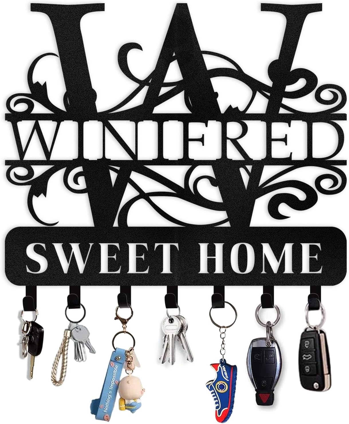 Custom Steel Key Holder: Personalized Family Name Hooks
