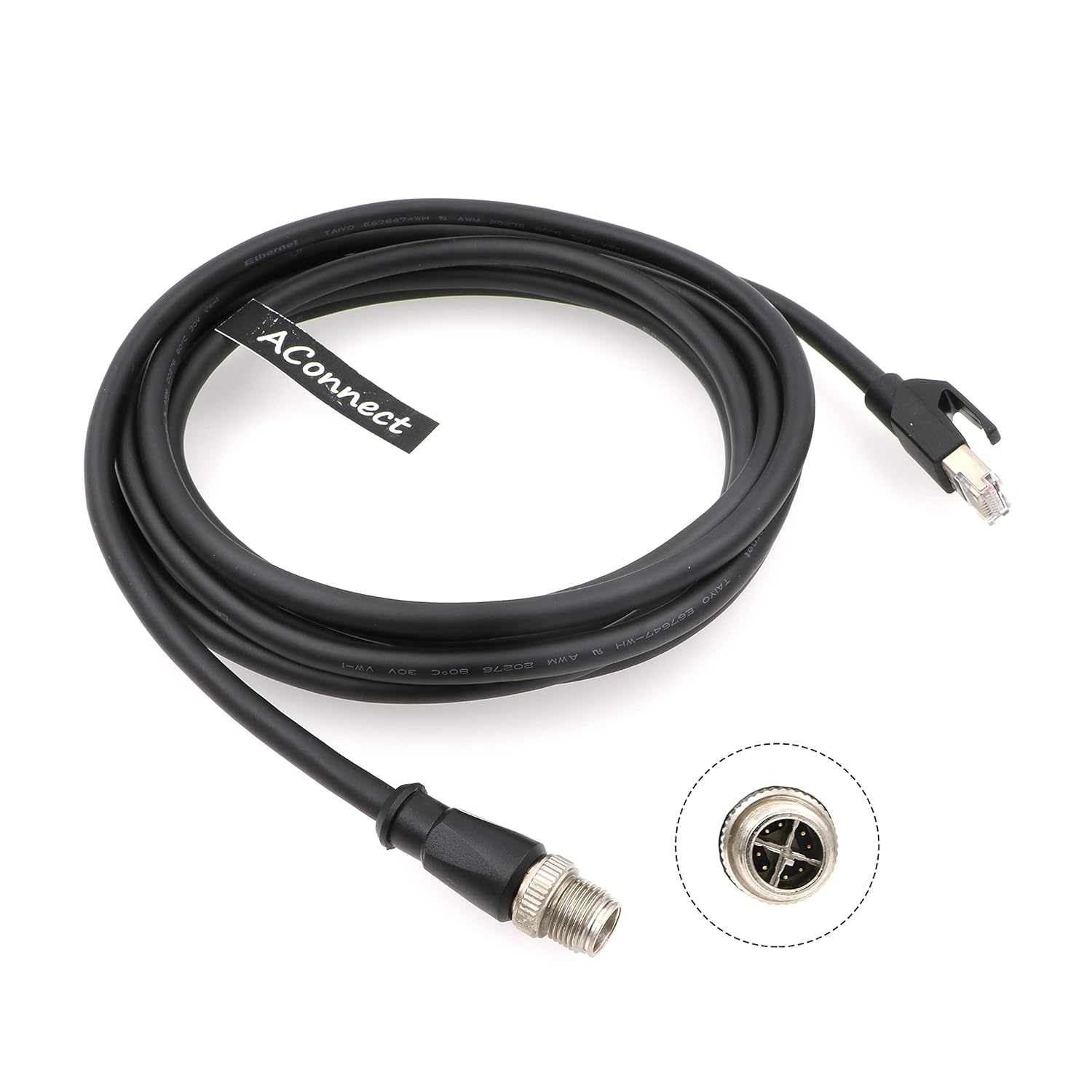 M12-RJ45-XCode Ethernet Cable for Cognex Industrial Cameras