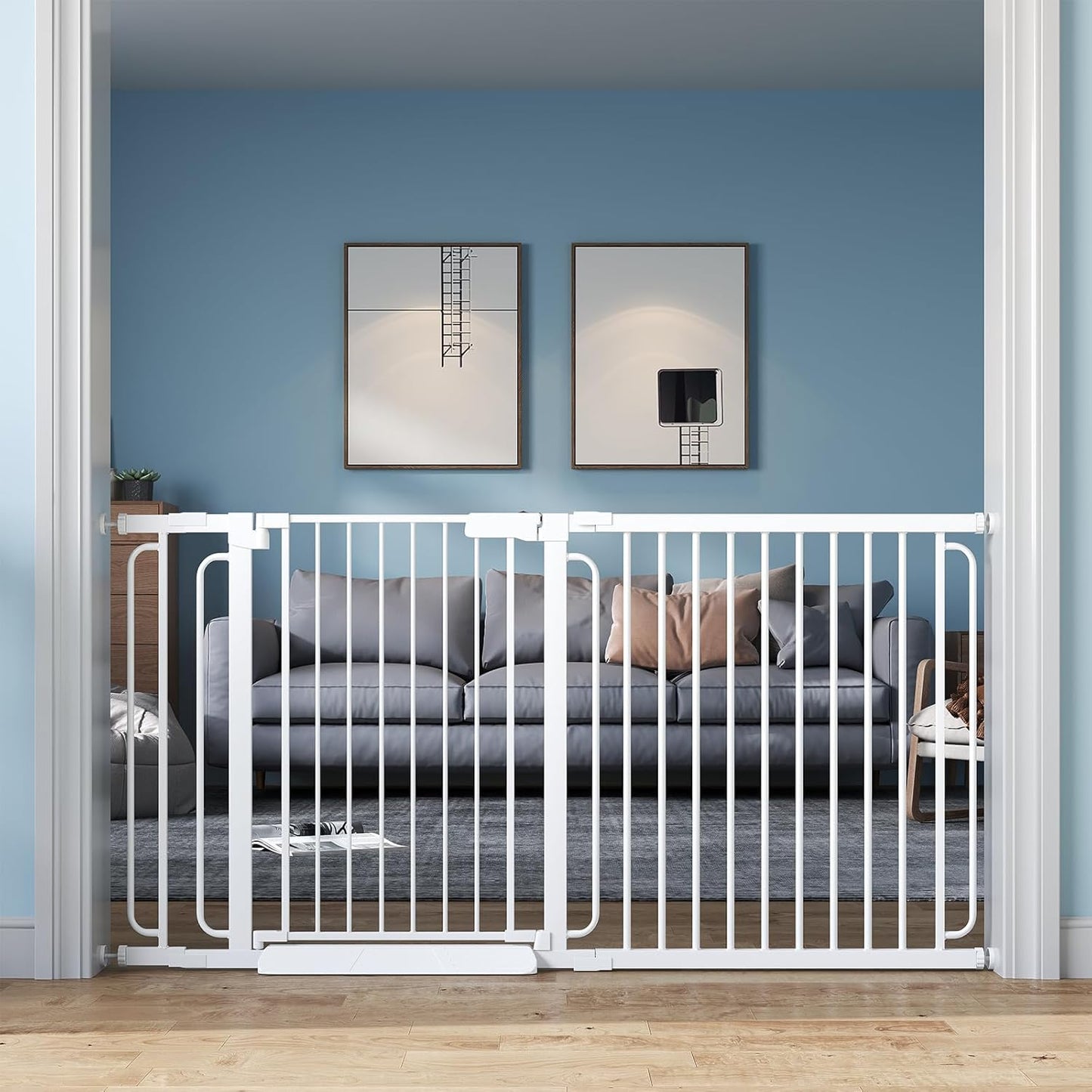 Extra Wide Baby Gate with Door for Indoor Safety and Security