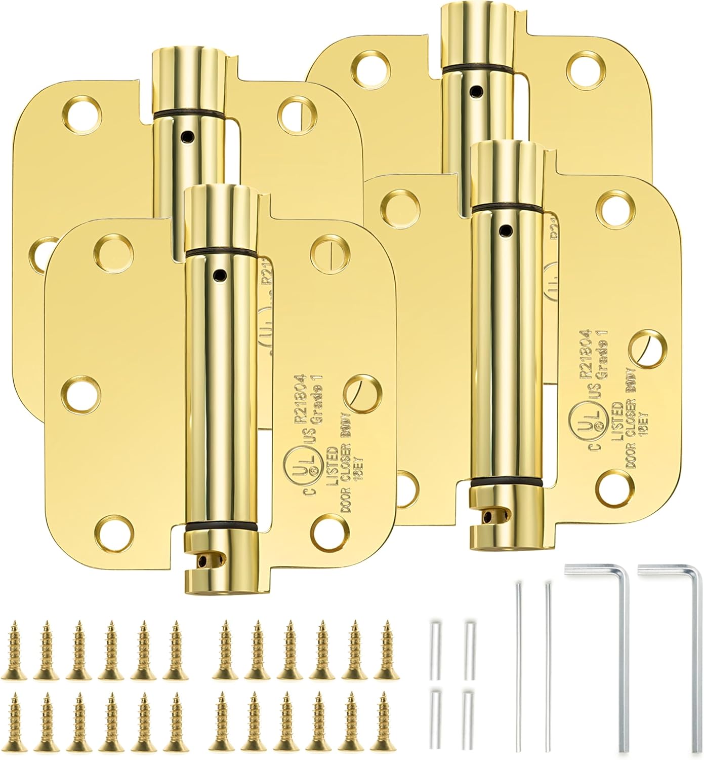 Sophia Self-Closing Door Hinge 3.5 Inch Rounded Gold Pack