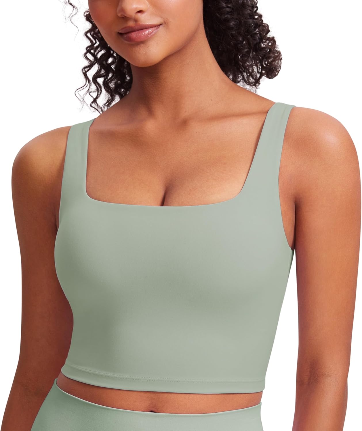 CRZ YOGA Butterluxe Square Neck Crop Tank Tops for Women