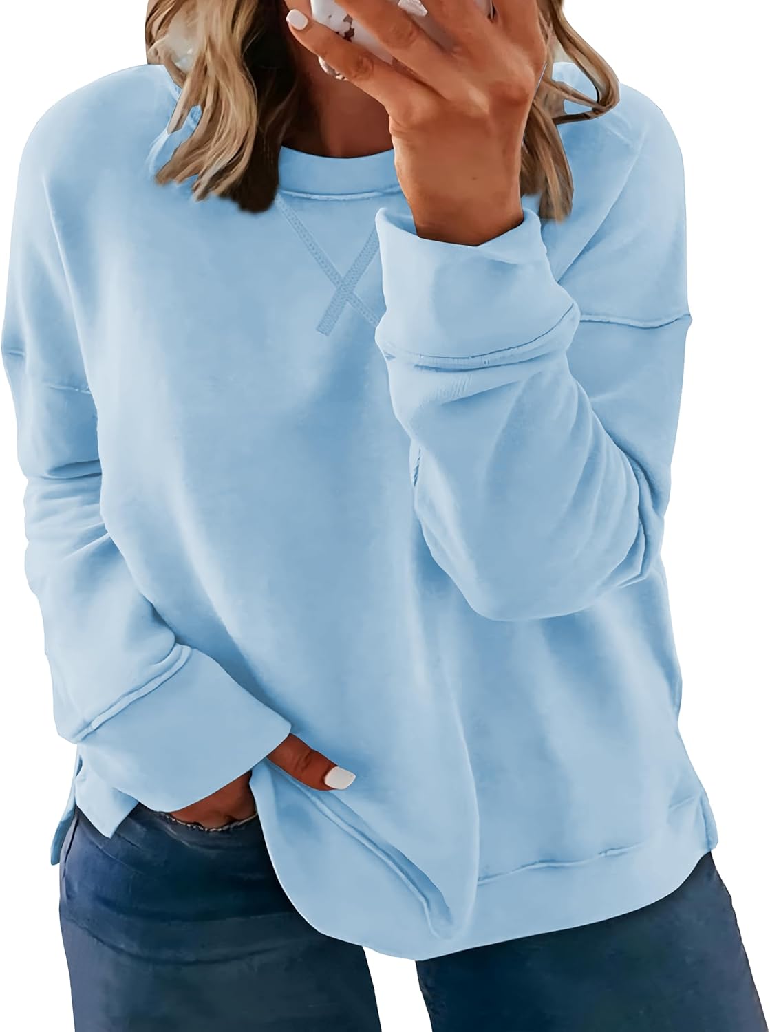 Women's Plus Size Casual Crew Neck Sweatshirt for Fall Fashion