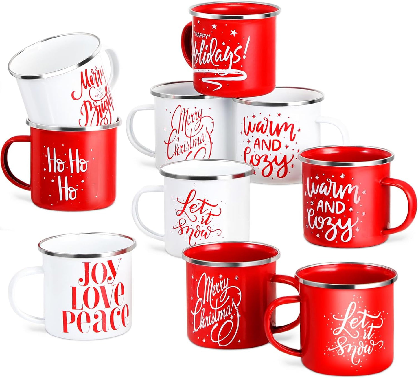 20 Pcs Christmas Enamel Mugs Set for Holiday Cheer and Fun