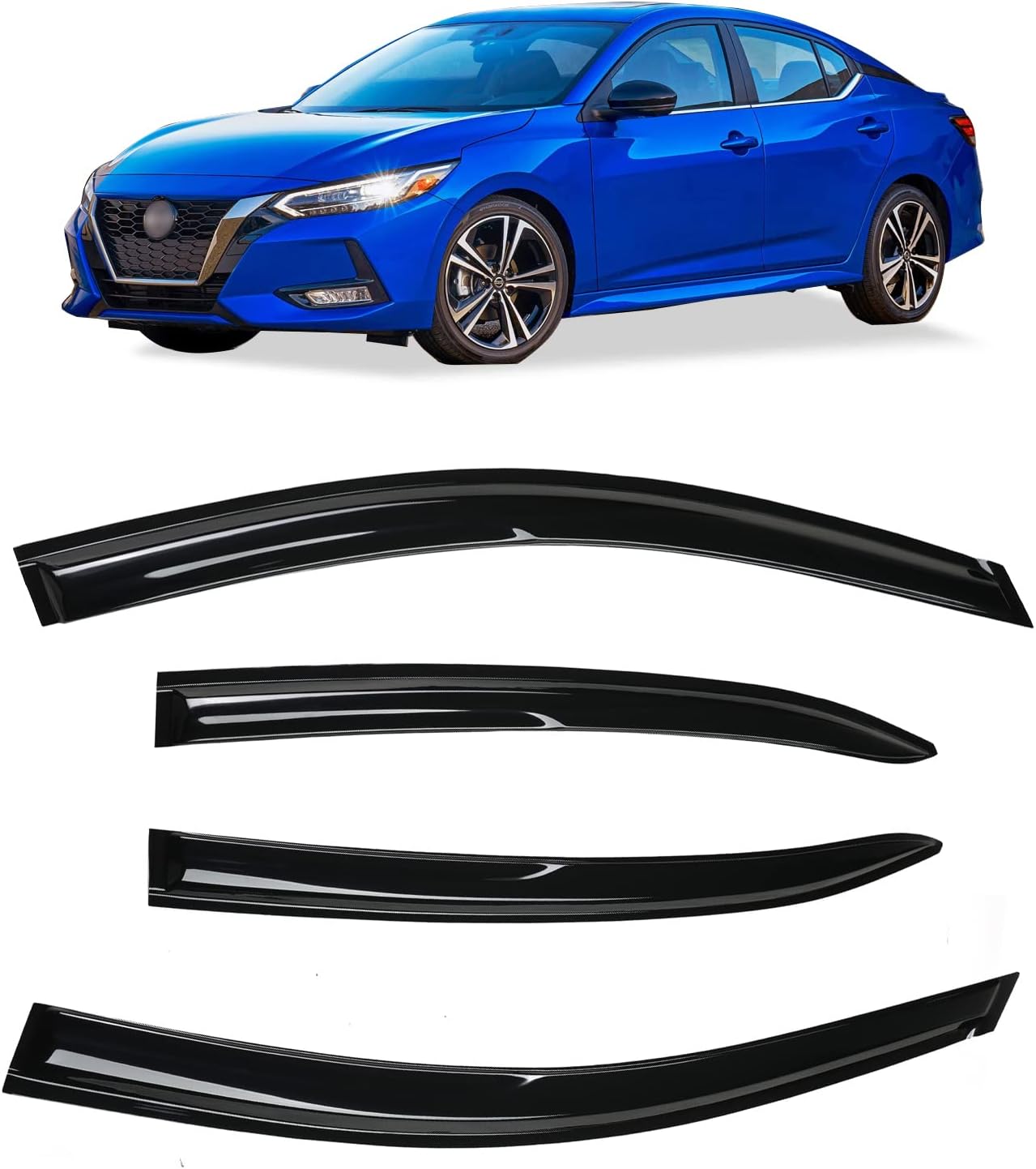 Tape-On Rain Guards Window Visor for 2020-2023 N-issan Sentra