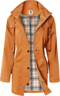 SaphiRose Women's Long Hooded Rain Jacket - Waterproof Windbreaker