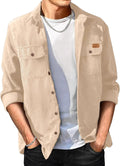 Comdecevis Mens Corduroy Shirt Jacket Button Down Long Sleeve - Tall