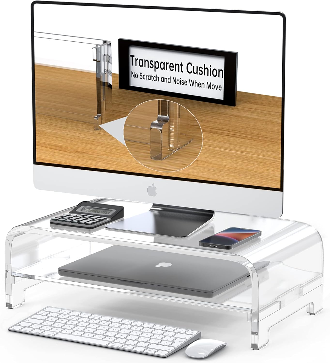 Acrylic Monitor Stand Riser Desk Shelf for Better Posture