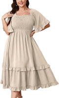 Plus Size Maxi Dress Square Neck Smocked Summer Dress - Flowy Fit