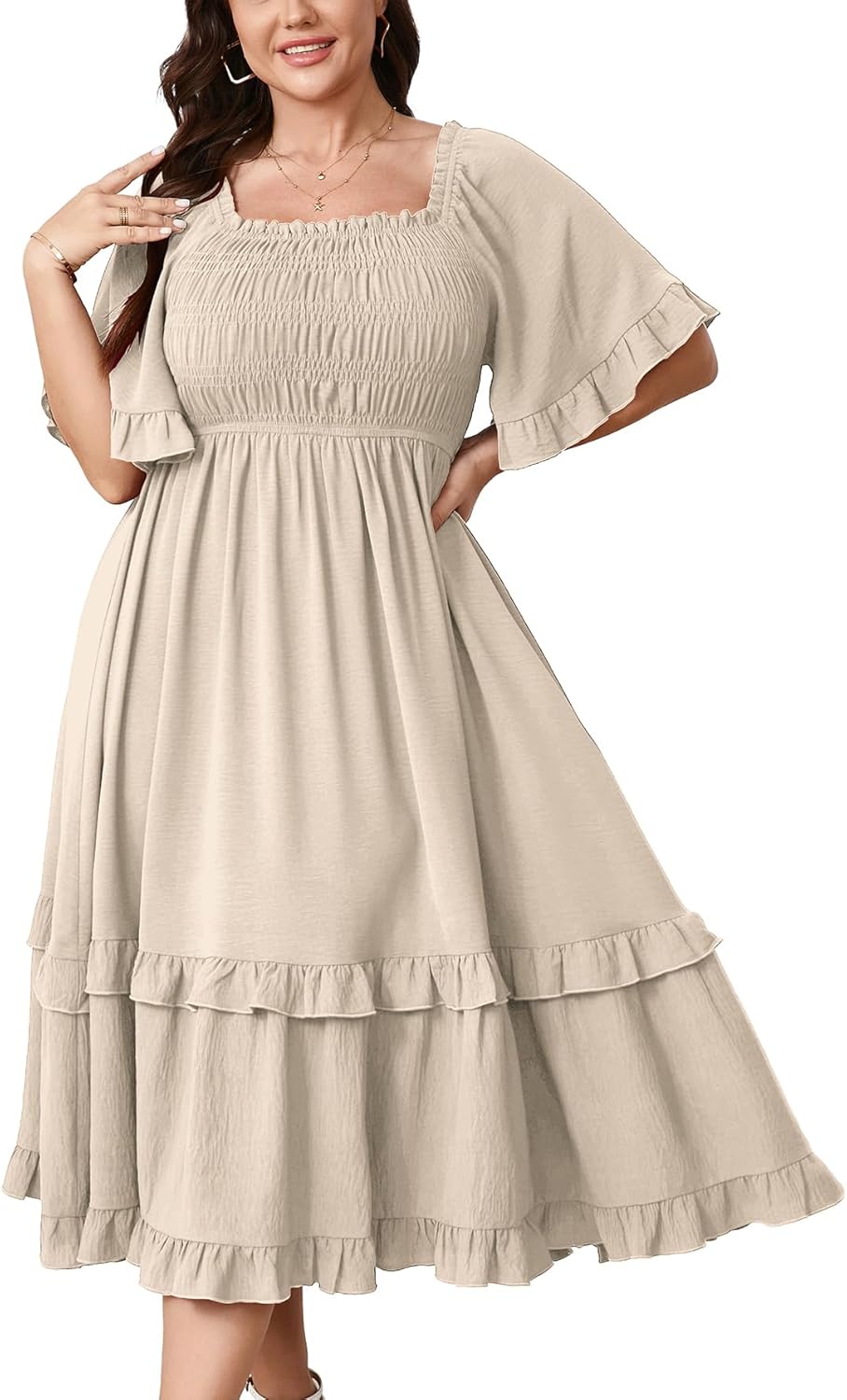Plus Size Maxi Dress for Women - Elegant Summer Wedding Guest