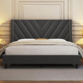 Full Bed Frame Upholstered Platform Bed with Wing Headboard - Velvet