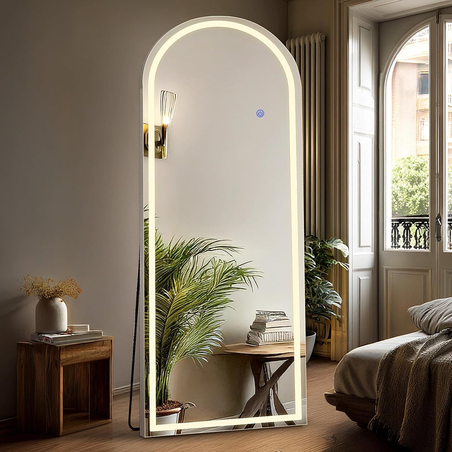 DUMOS Arched Full Length Mirror with Light - Stylish LED Design
