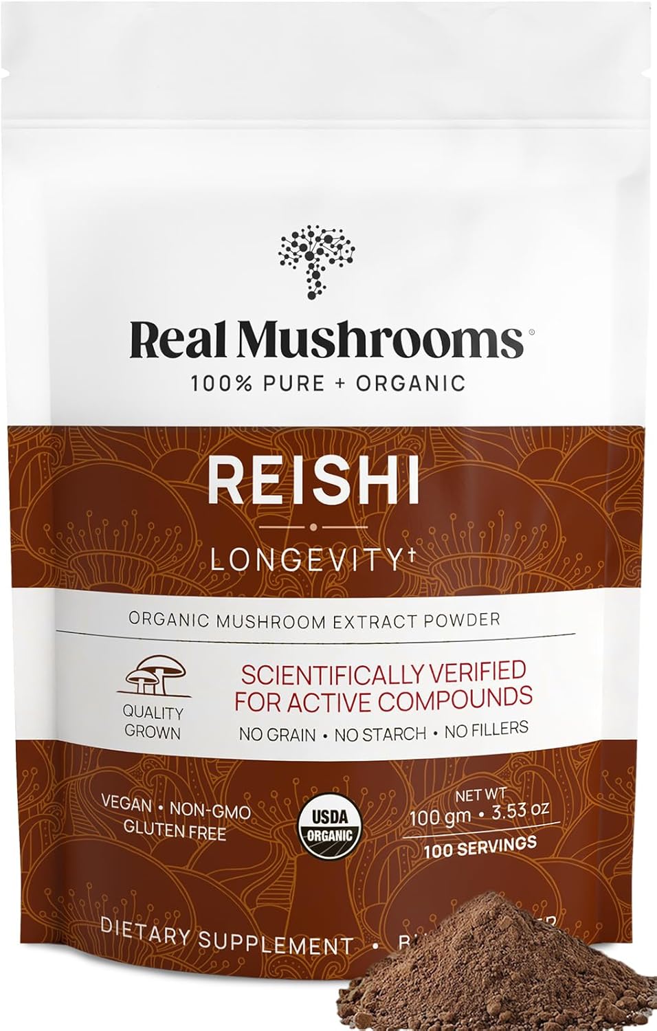 Real Mushrooms Reishi Mushroom Powder for Daily Wellness