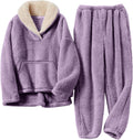 Women's Fluffy Coral Fleece Pajama Set - Cozy 2-Piece Plush Sleepwear