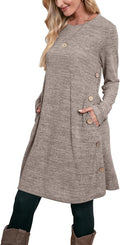 OFEEFAN Long Sleeve Tunic Dress with Pockets - Warm, Flattering Fit