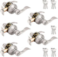 Wave Style Keyed Alike Entry Levers 5 Pack - Satin Nickel