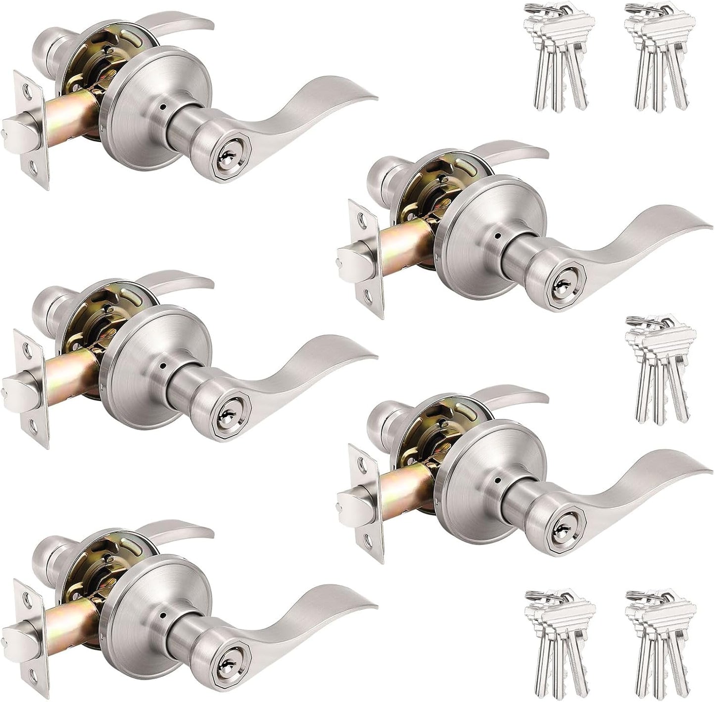 Probrico Wave Style Keyed Alike Entry Levers for Doors