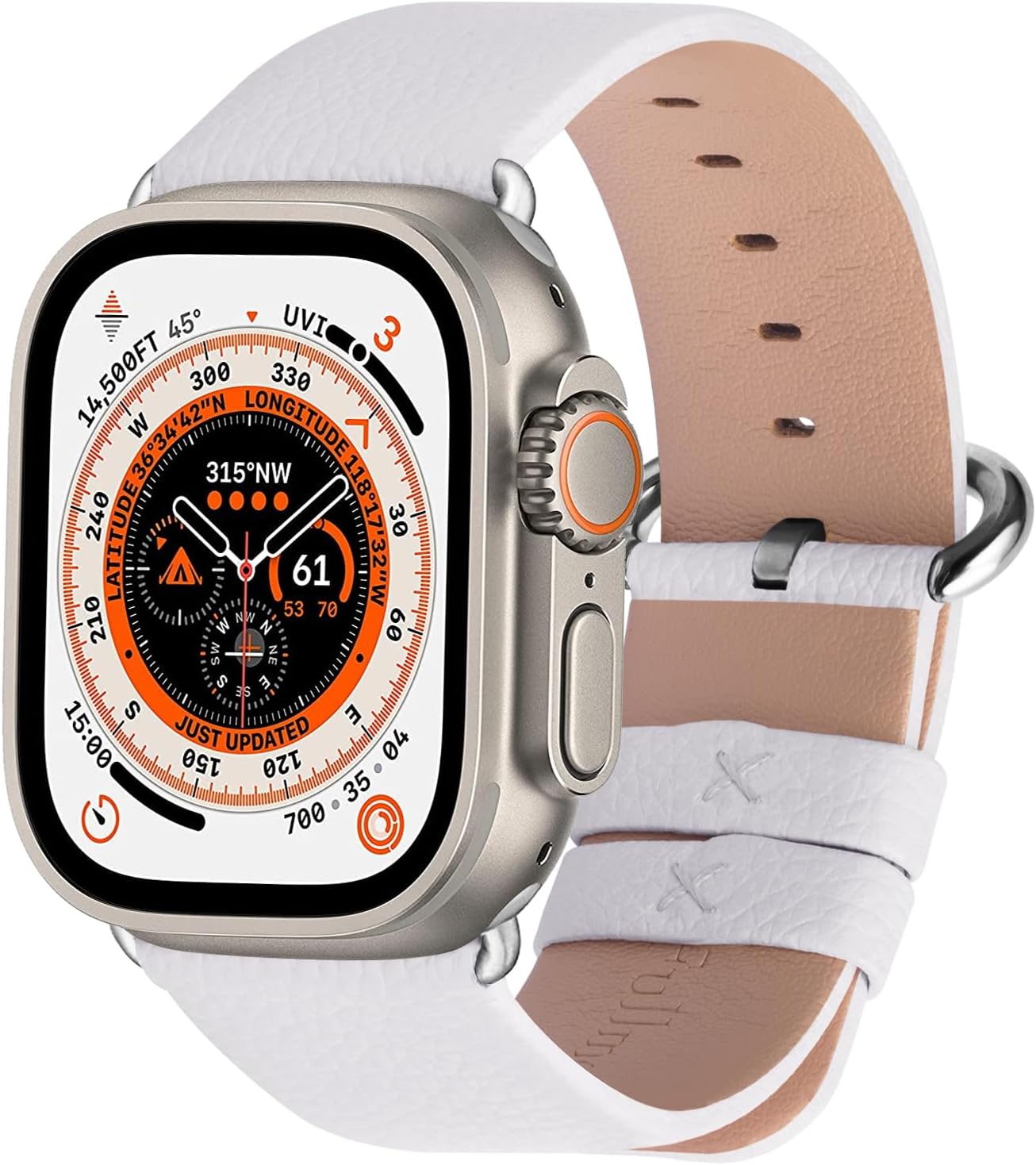 Fullmosa White Leather Band for Apple Watch 41mm - 49mm