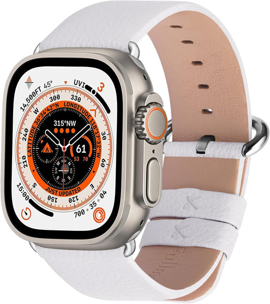 Fullmosa White Leather Band for Apple Watch 41mm - 49mm