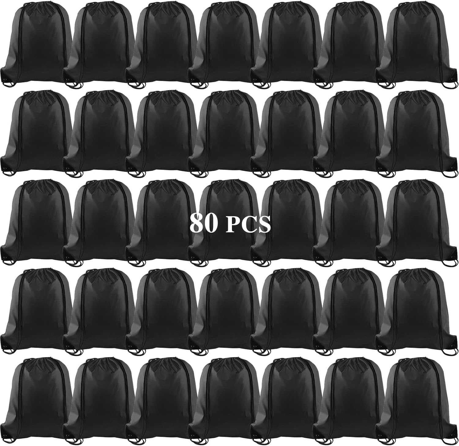 KUUQA 80Pcs Black Drawstring Backpack Bags for Sports & Travel