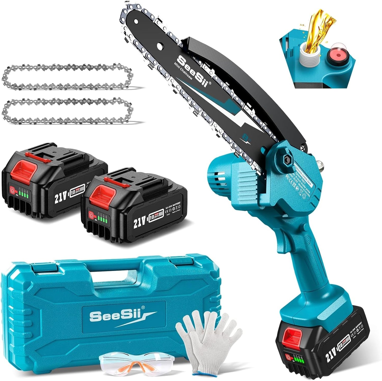Seesii Mini Chainsaw 8-inch Cordless Tool Set for Easy Cutting