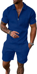 UOUA Mens Summer Track Suits 2 Piece Shorts Sets - Casual Golf
