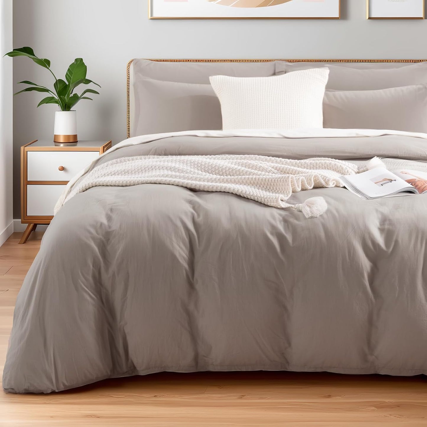 NEXHOME PRO Kids Twin Size Duvet Cover Set in Linen Look