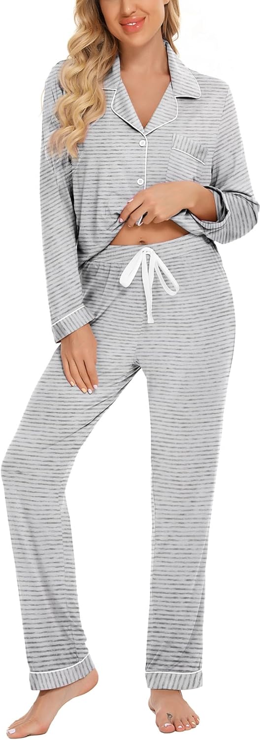 Leikar Button Up Pajama Set for Women - Soft and Comfortable PJs