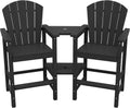Tall Adirondack Bar Chairs Set of 2 - HDPE Wood-Like Bar Stools