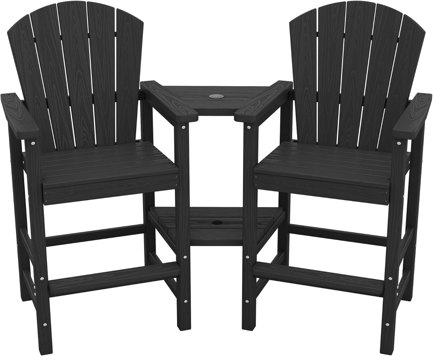 Tall Adirondack Chairs Set of 2 with Double Layer Tray for Comfort