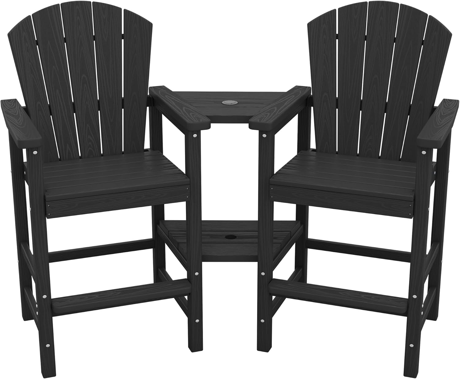 Tall Adirondack Chairs Set of 2 with Double Layer Tray for Comfort