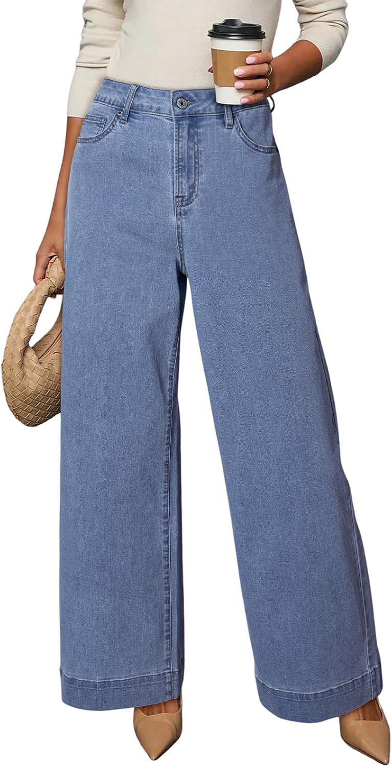 Dokotoo Women's High Waisted Wide Leg Jeans for Casual Style
