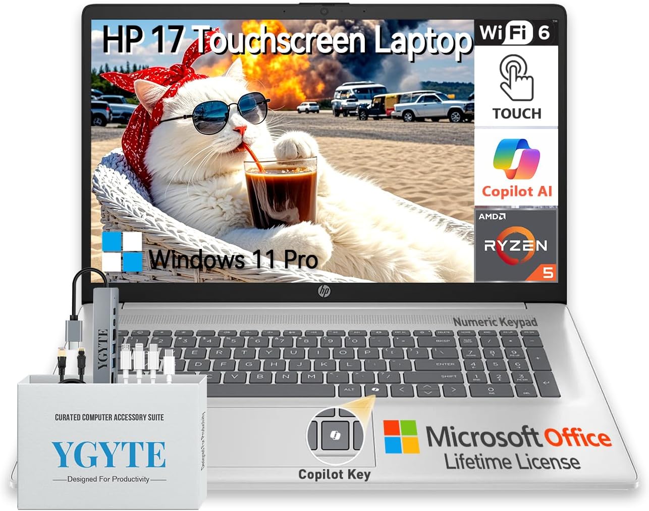HP 17 Inch Laptop Touchscreen Computer for Business and Home