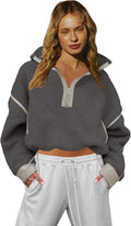 Half Zip Sweatshirt Women Oversized Sherpa Jacket (Style LCF3)