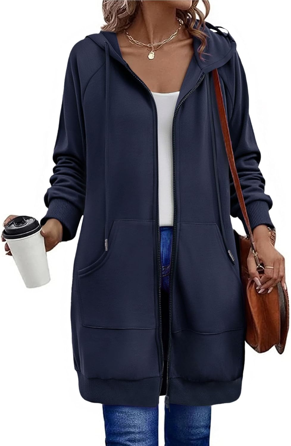 Zeagoo Women's Zip Up Hoodies Long Tunic Sweatshirts for Fall