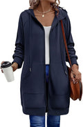 Long Zip Up Hoodie Tunic Sweatshirt - Cozy Oversized Fall Layer