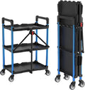 WORKPRO 3-Tier Collapsible Service Cart - Foldable Utility Cart