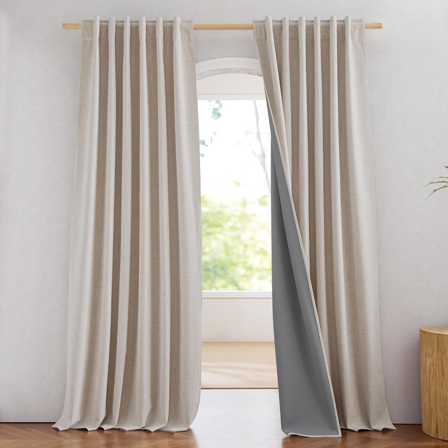 NICETOWN Linen Blackout Curtains for Bedroom, W52 x L92 Inch