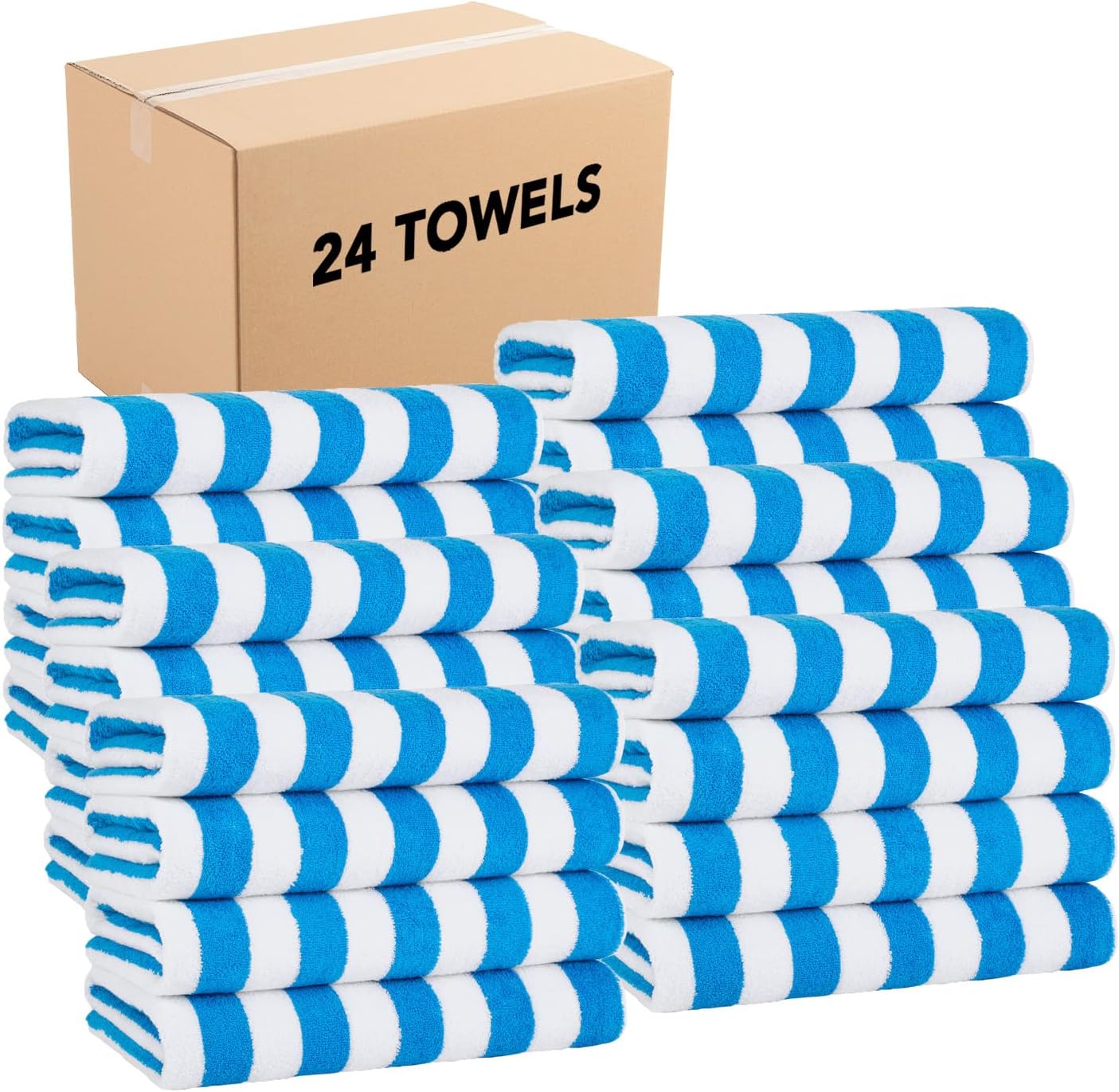 California Cabana Stripe Beach Towel Set - 24 Large Towels