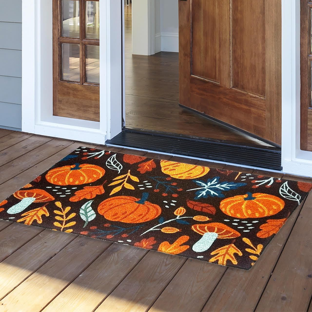 Briarwood Lane Pumpkins and Mushrooms Coir Doormat for Home