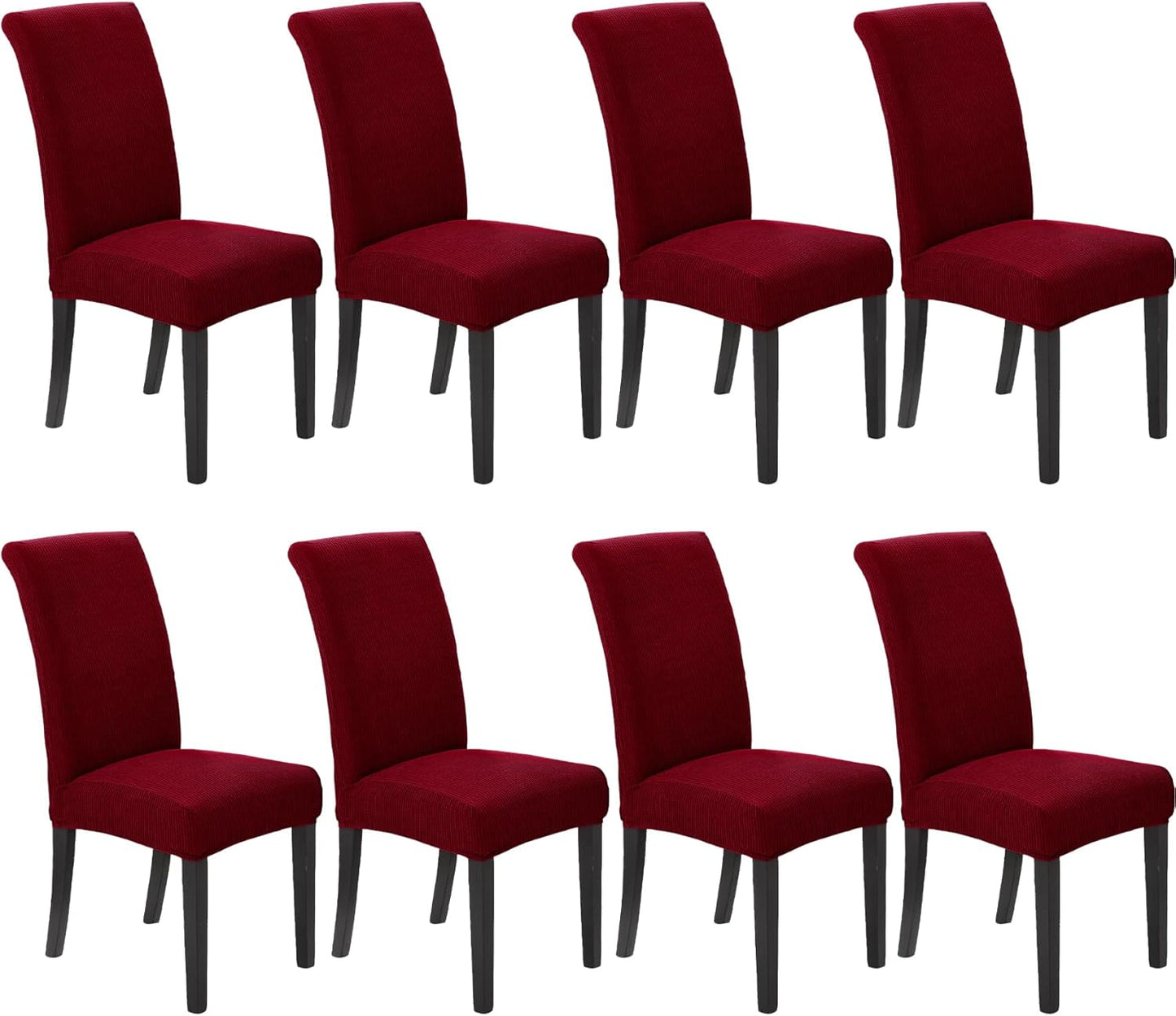 Howhic Stretch Chair Covers for Dining Room Set of 8, Red Dahlia
